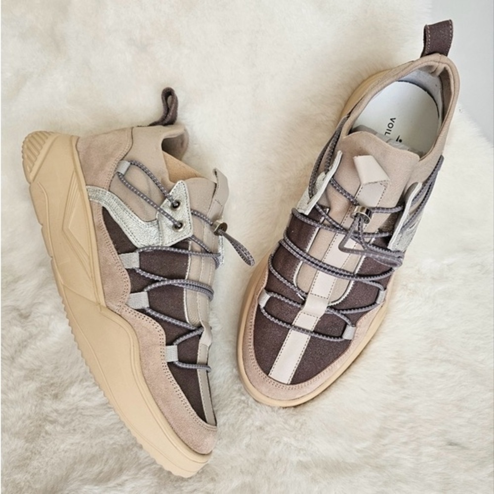 Voile Blanche Joshee Low Top Sneakers| Dove & Beige